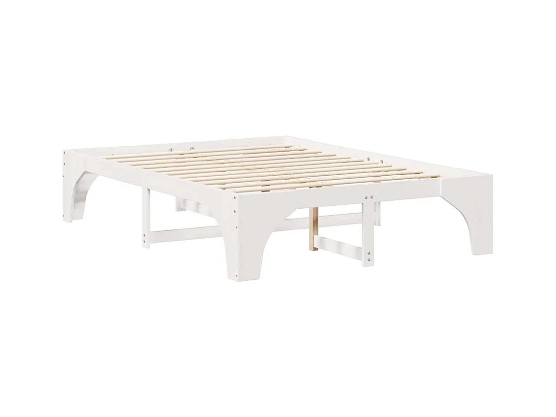 Verhoogd bedframe Wit 160 x 200 cm Massief grenenhout