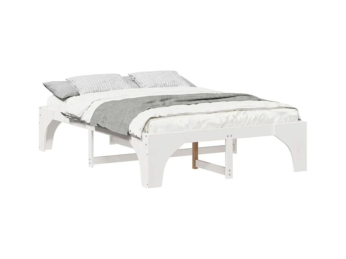 Verhoogd bedframe Wit 160 x 200 cm Massief grenenhout