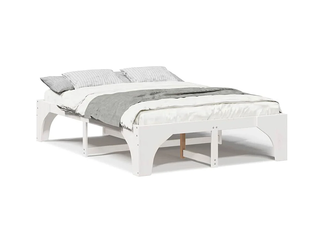 Verhoogd bedframe Wit 160 x 200 cm Massief grenenhout