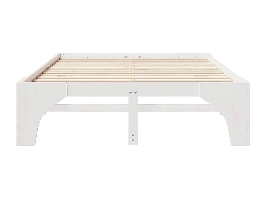 Verhoogd bedframe Wit 160 x 200 cm Massief grenenhout