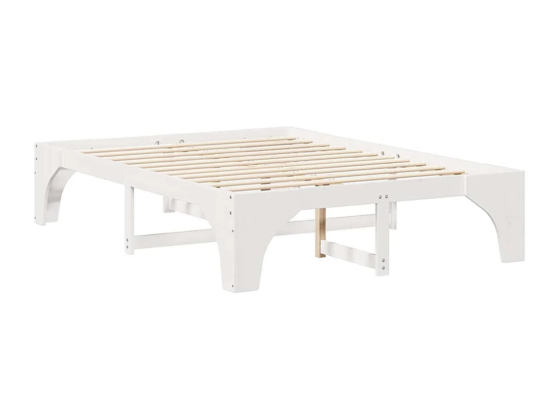 Verhoogd bedframe Wit 160 x 200 cm Massief grenenhout