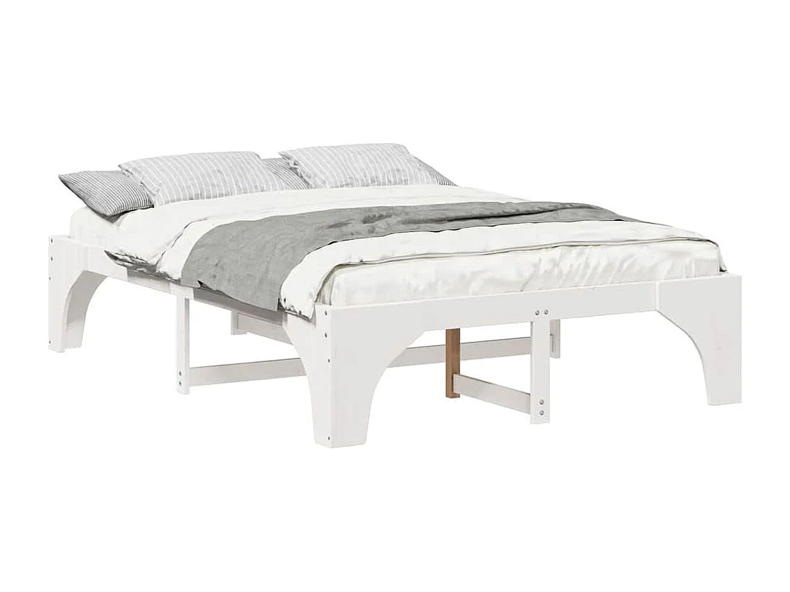 Verhoogd bedframe Wit 160 x 200 cm Massief grenenhout