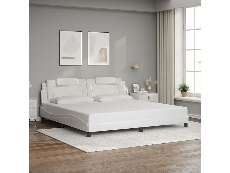 Bedframe zonder matras wit 200x200 cm kunstleer