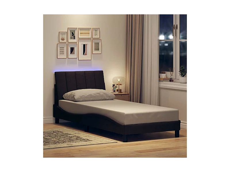 Estructura de cama sin colchón de tela marrón oscuro 90x200 cm