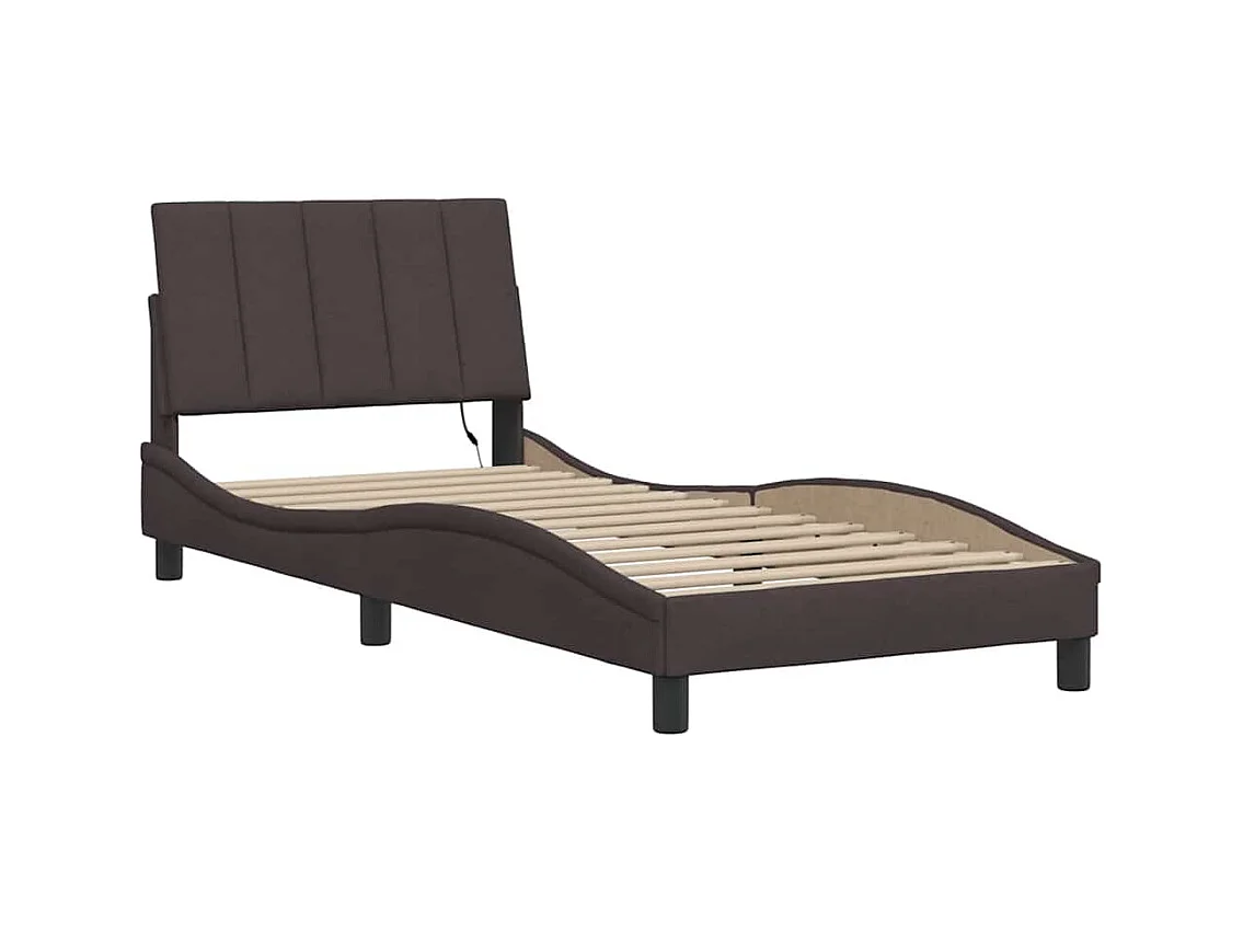 Estructura de cama sin colchón de tela marrón oscuro 90x200 cm