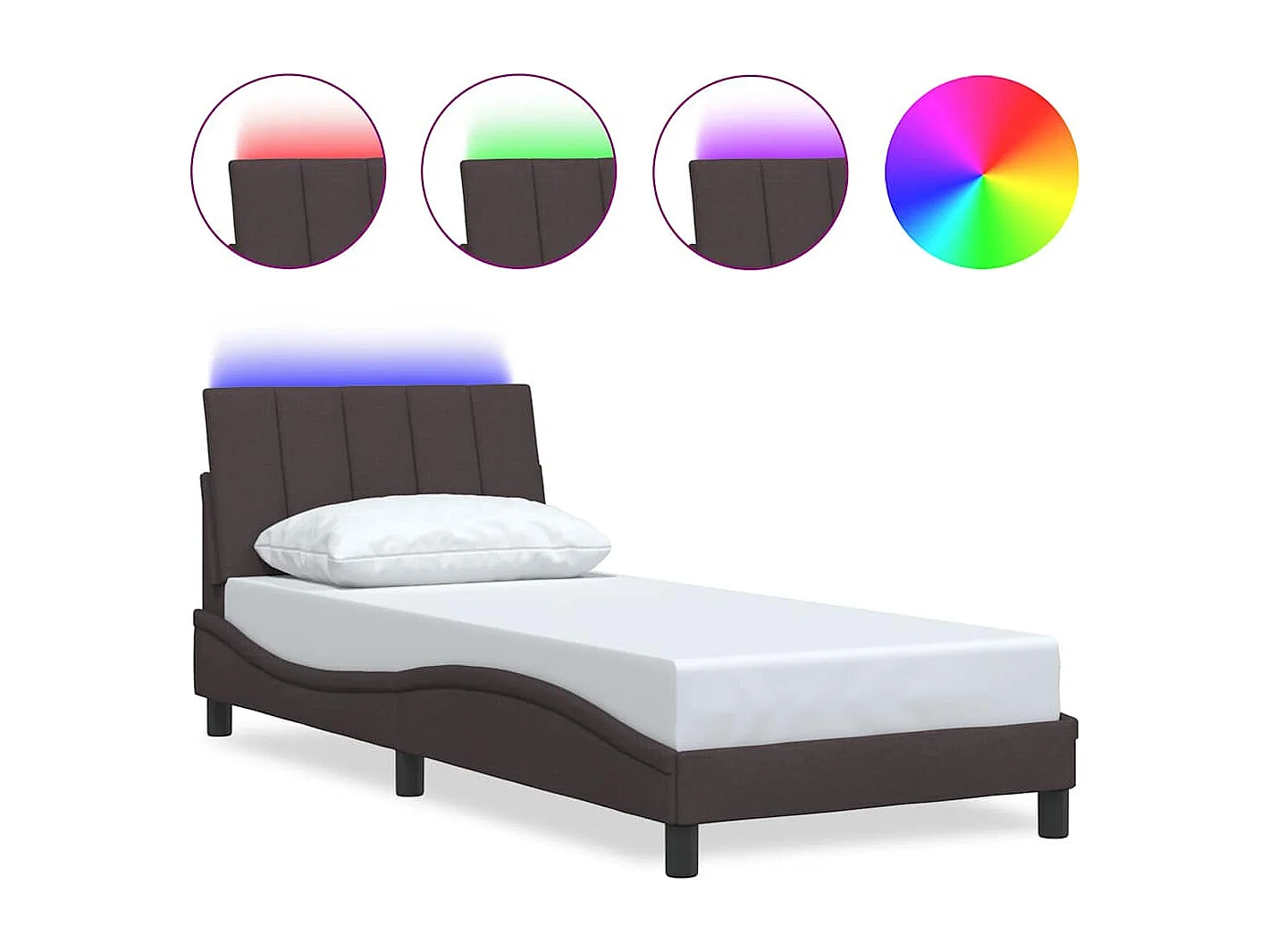 Struttura letto senza materasso tessuto marrone scuro 90x200 cm