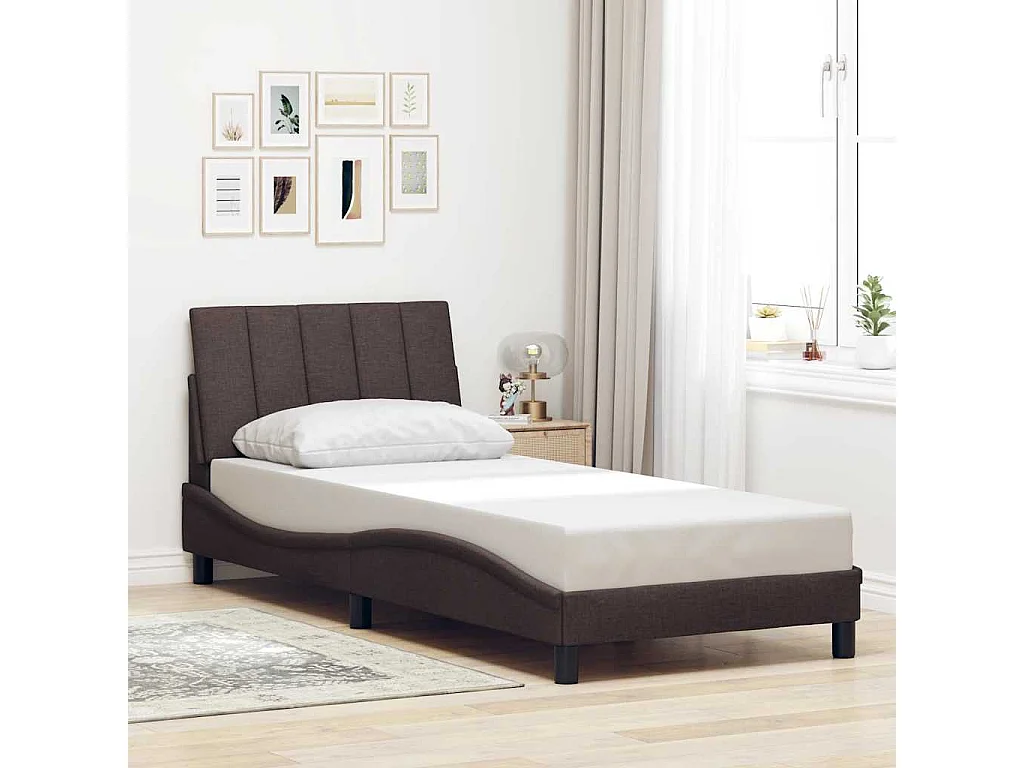 Struttura letto senza materasso tessuto marrone scuro 90x200 cm