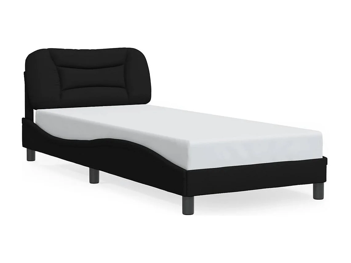 Cadre de lit avec LED sans matelas noir 90x200 cm tissu