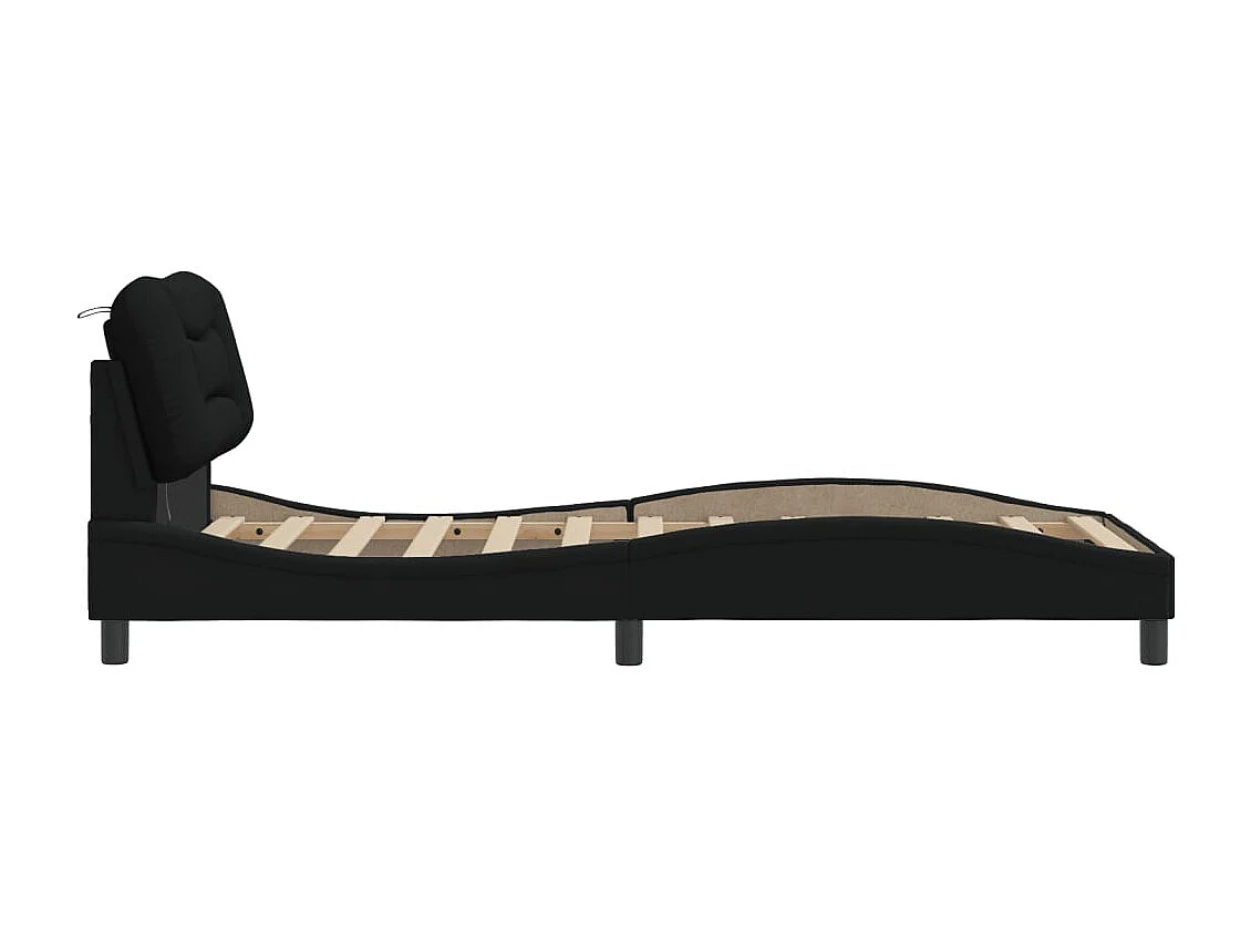 Cadre de lit avec LED sans matelas noir 90x200 cm tissu