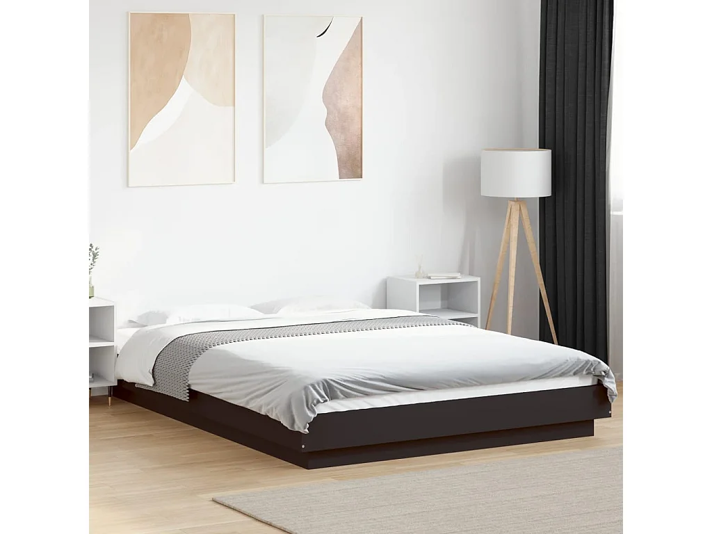 Cadre de lit sans matelas noir 120x200 cm