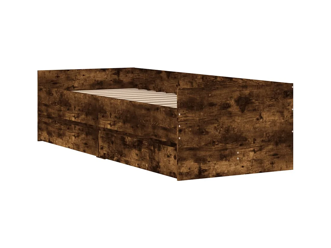 Struttura letto con cassetti senza materasso rovere affumicato 100x200 cm