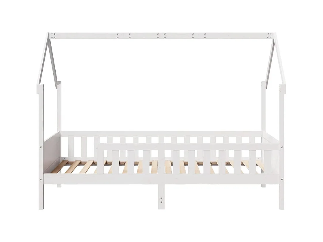 Struttura letto per bambini a forma di casa senza materasso in pino