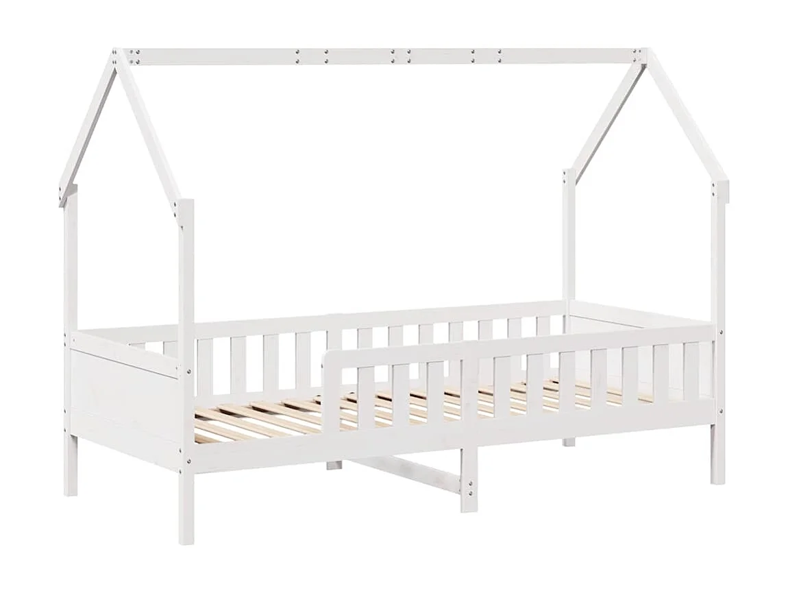 Struttura letto per bambini a forma di casa senza materasso in pino