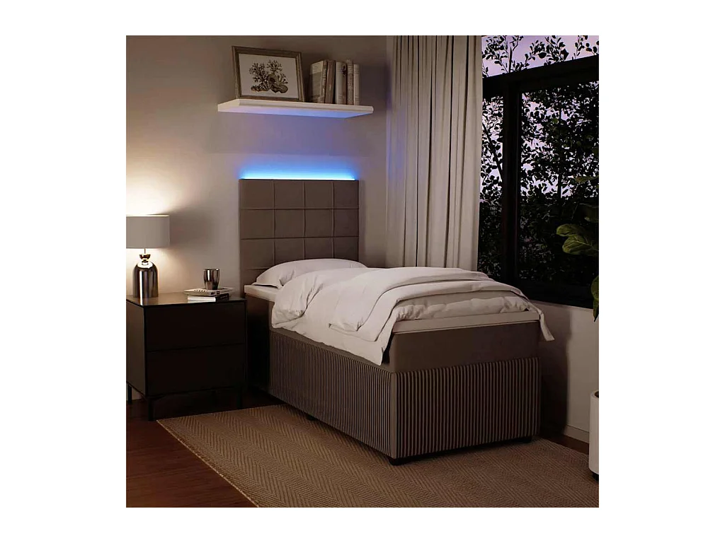 Somier de láminas y colchón Terciopelo Gris claro 90x190 cm