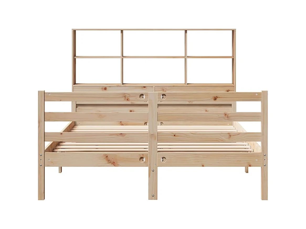 Letto a libreria senza materasso 160x200 cm in legno massello di pino