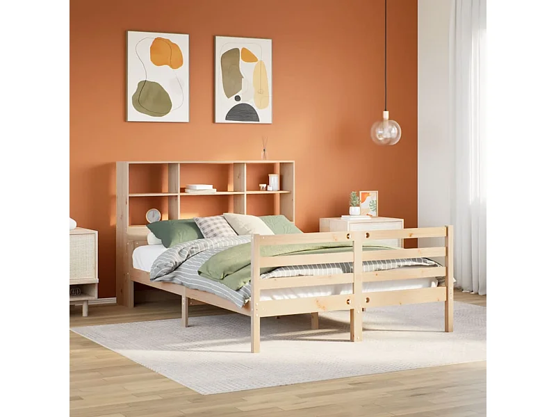 Bibliotheekbed zonder matras 160x200 cm massief grenenhout