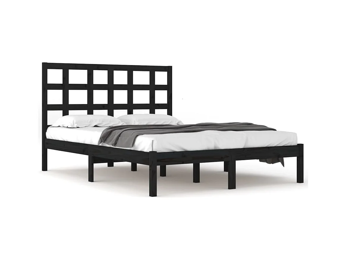 Bedframe zonder matras zwart 200x200 cm massief hout
