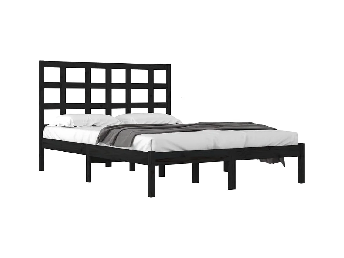 Bedframe zonder matras zwart 200x200 cm massief hout