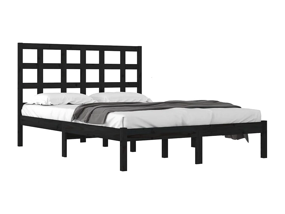 Bedframe zonder matras zwart 200x200 cm massief hout