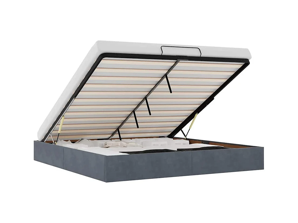 Ottomaanse bedframe met donkergrijze matras 180x200 cm fluweel