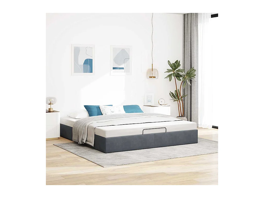 Ottomaanse bedframe met donkergrijze matras 180x200 cm fluweel