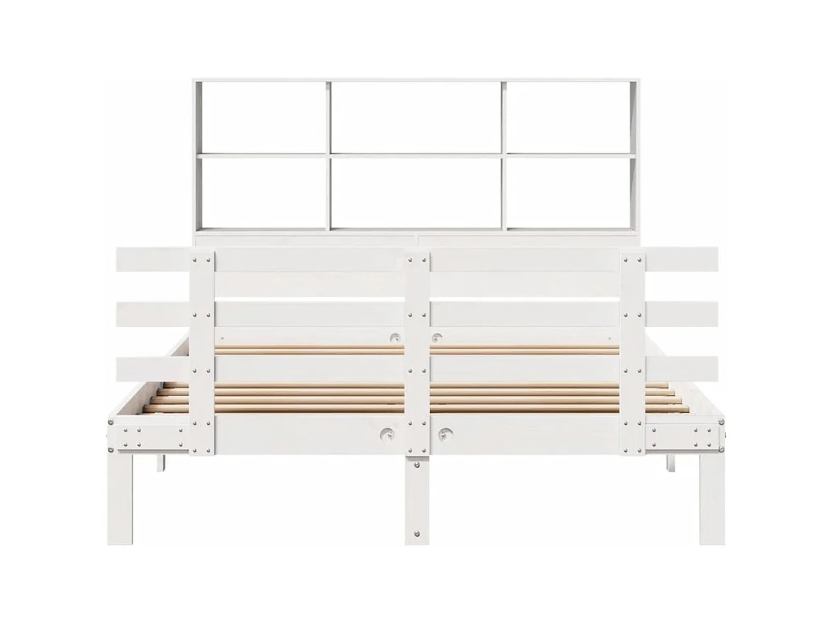 Letto libreria bianco senza materasso 160x200 cm in legno massello di pino