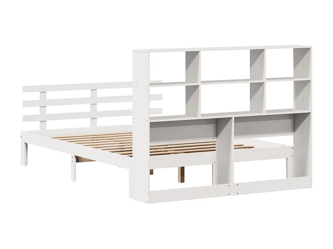 Letto libreria bianco senza materasso 160x200 cm in legno massello di pino