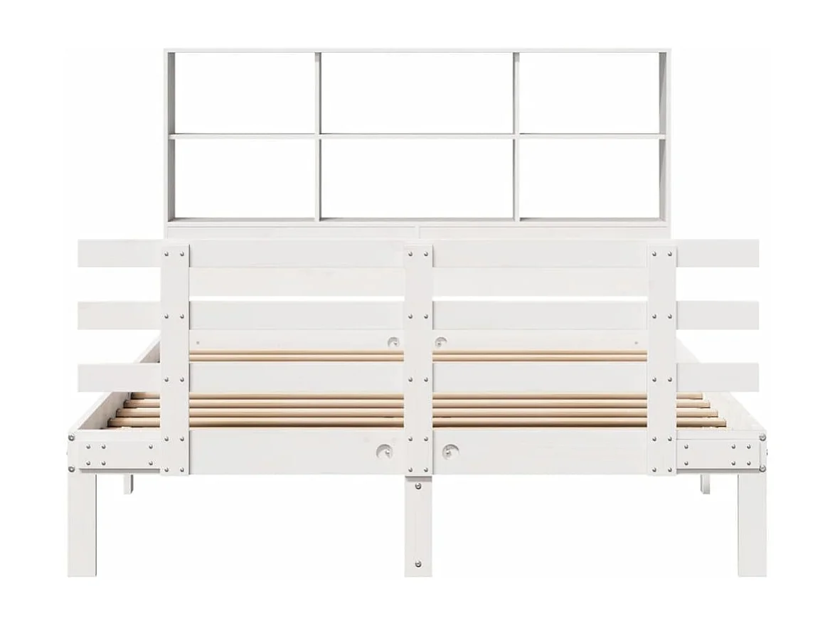 Lit bibliothèque sans matelas blanc 160x200 cm bois pin massif