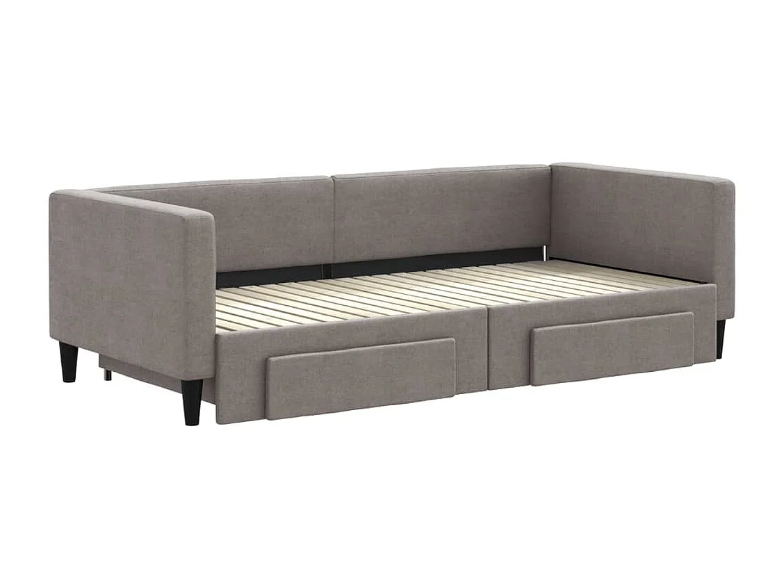 Dagbed met onderschuifbed en lades zonder matras taupe 90x200cm