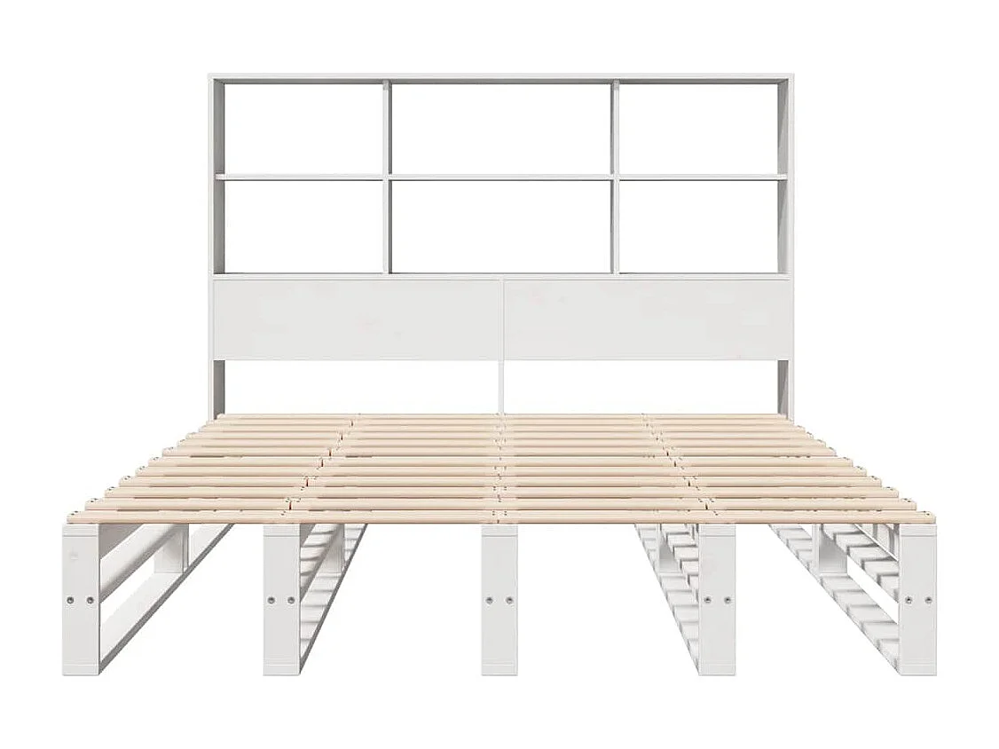 Letto libreria bianco senza materasso 140x190 cm in legno massello