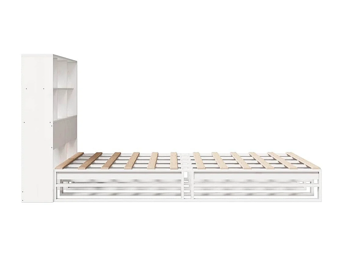 Letto libreria bianco senza materasso 140x190 cm in legno massello