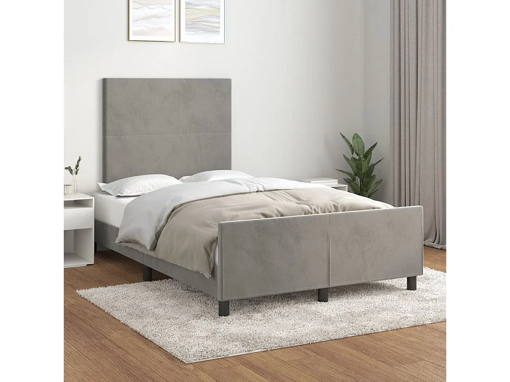 Estructura de cama sin colchón gris claro 120x190 cm terciopelo