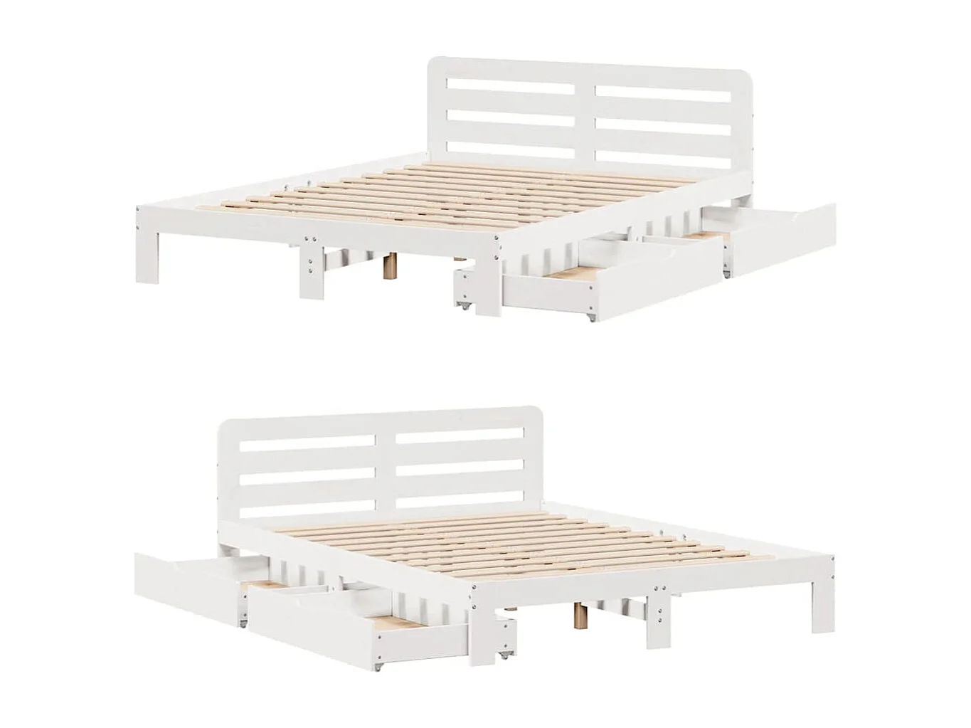 Bedframe zonder matras wit 160x200 cm massief grenenhout