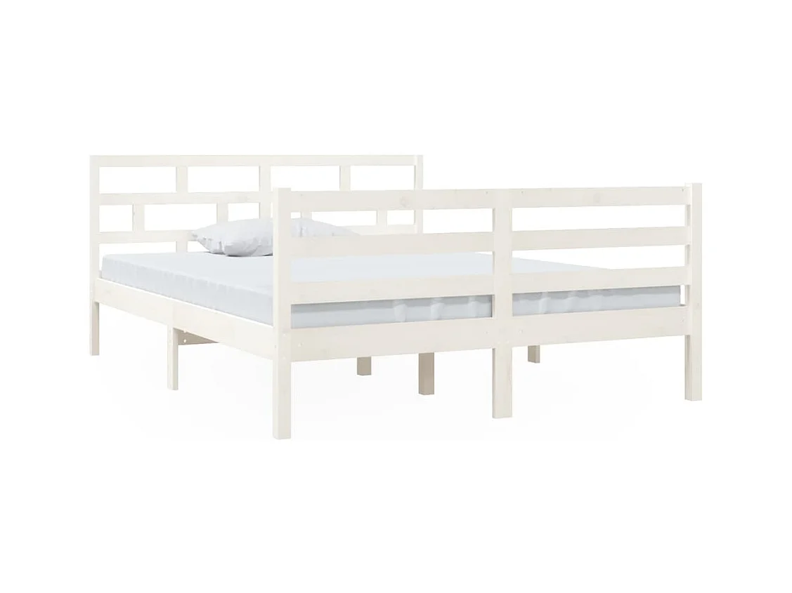 Estructura de cama sin colchón de madera maciza blanca 140x190 cm