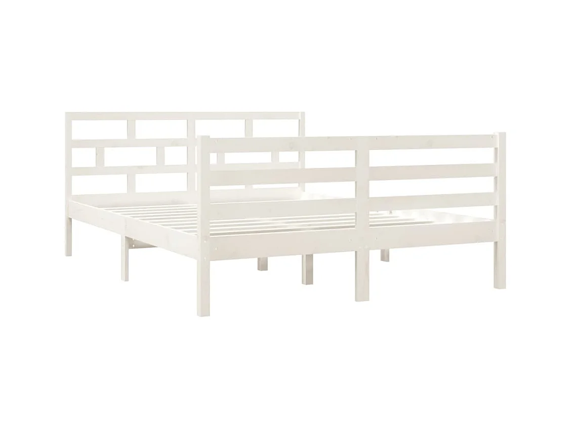 Estructura de cama sin colchón de madera maciza blanca 140x190 cm