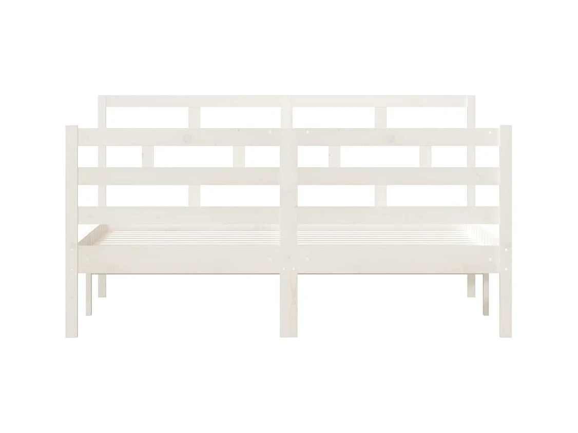 Estructura de cama sin colchón de madera maciza blanca 140x190 cm