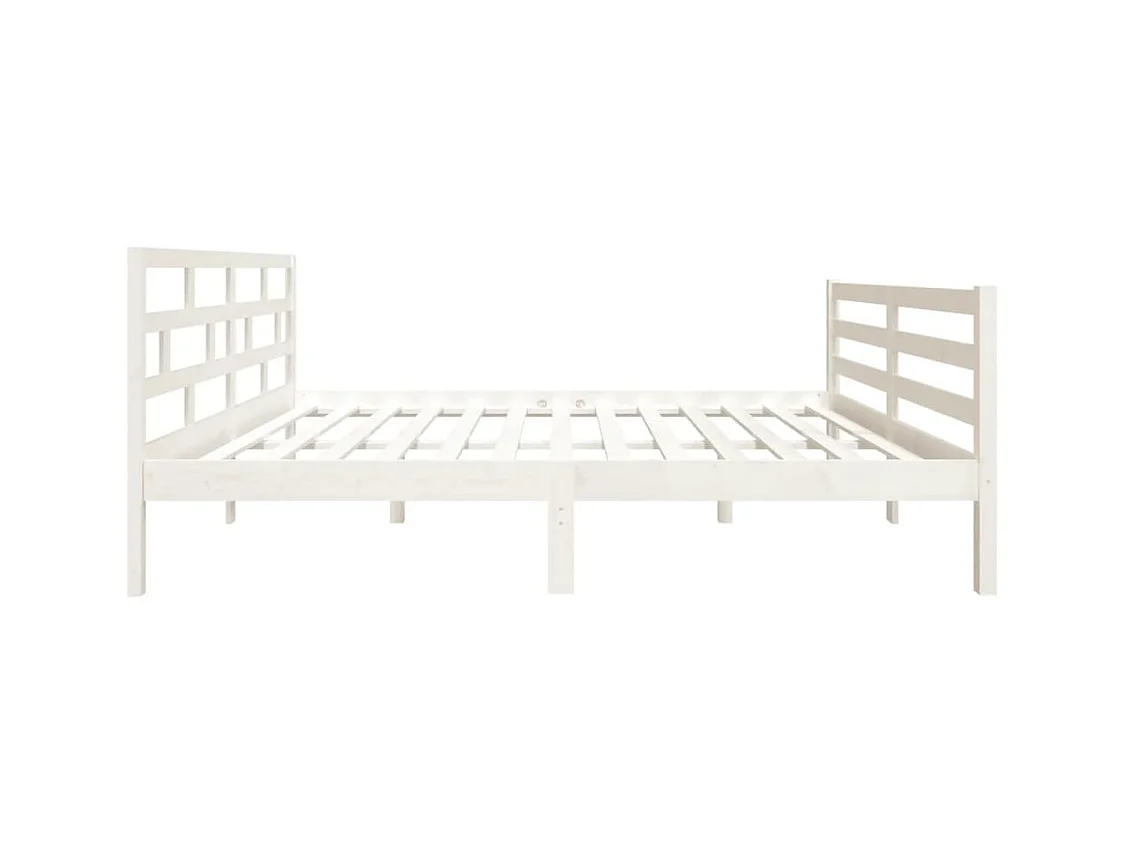 Estructura de cama sin colchón de madera maciza blanca 140x190 cm