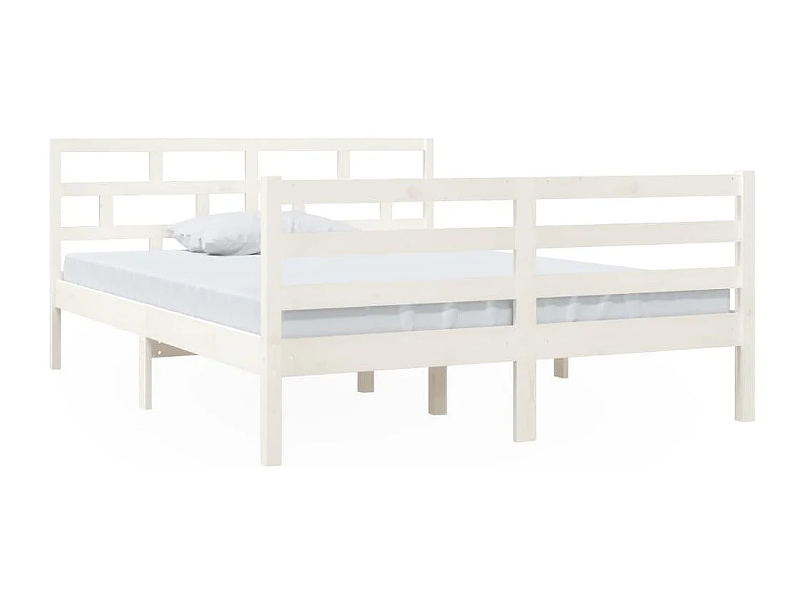 Cadre de lit sans matelas blanc bois massif 140x190 cm