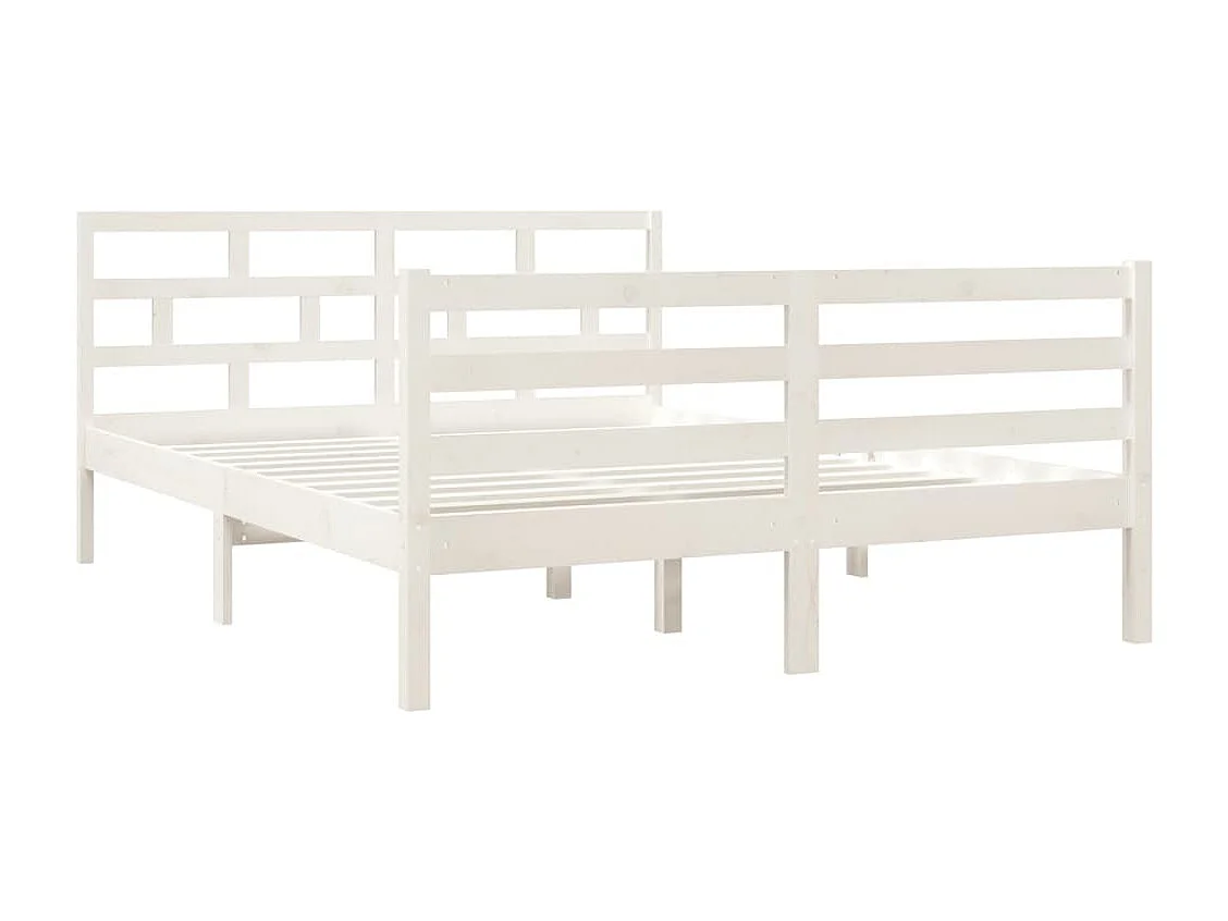 Cadre de lit sans matelas blanc bois massif 140x190 cm