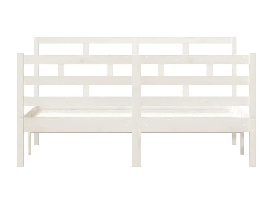 Cadre de lit sans matelas blanc bois massif 140x190 cm