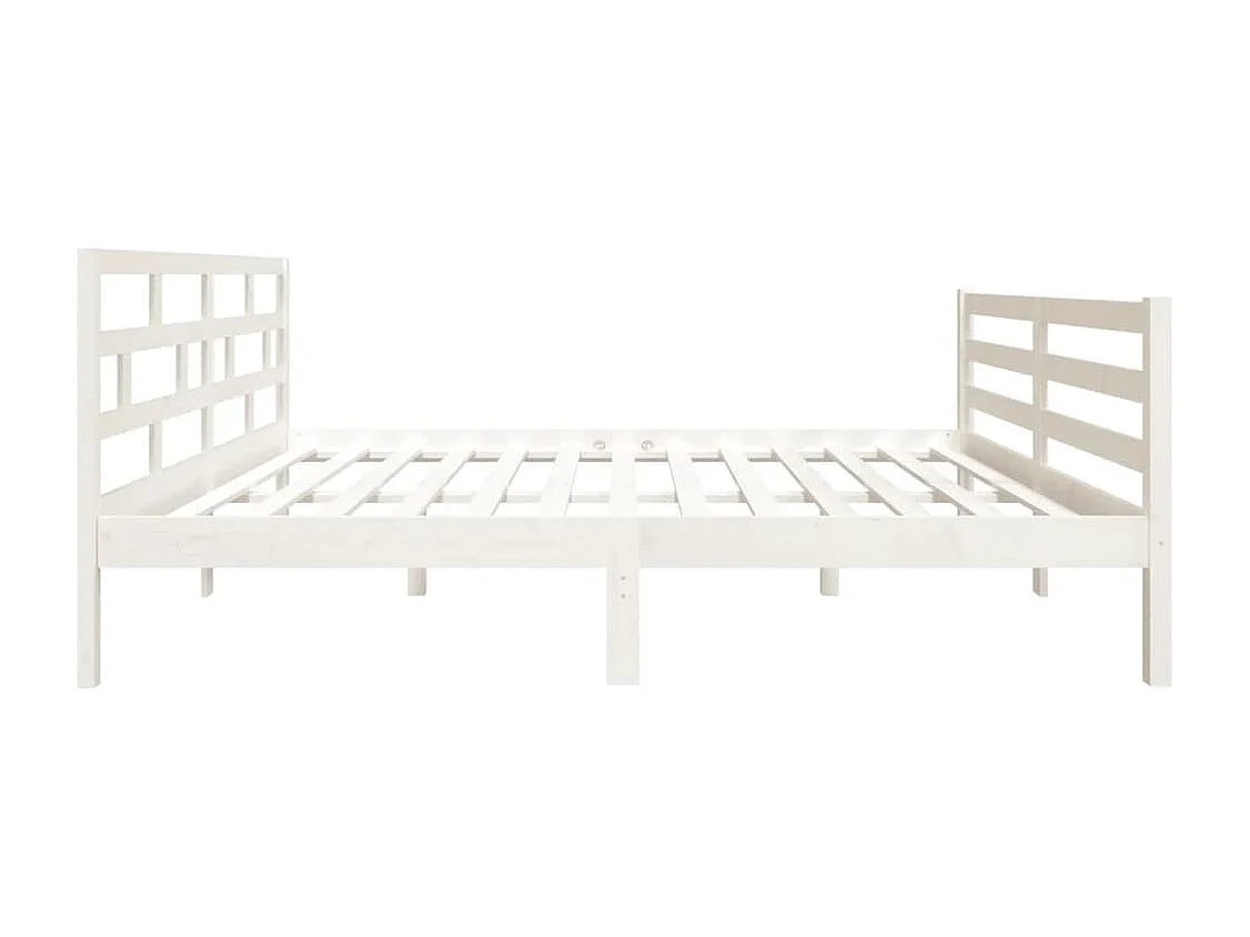 Cadre de lit sans matelas blanc bois massif 140x190 cm