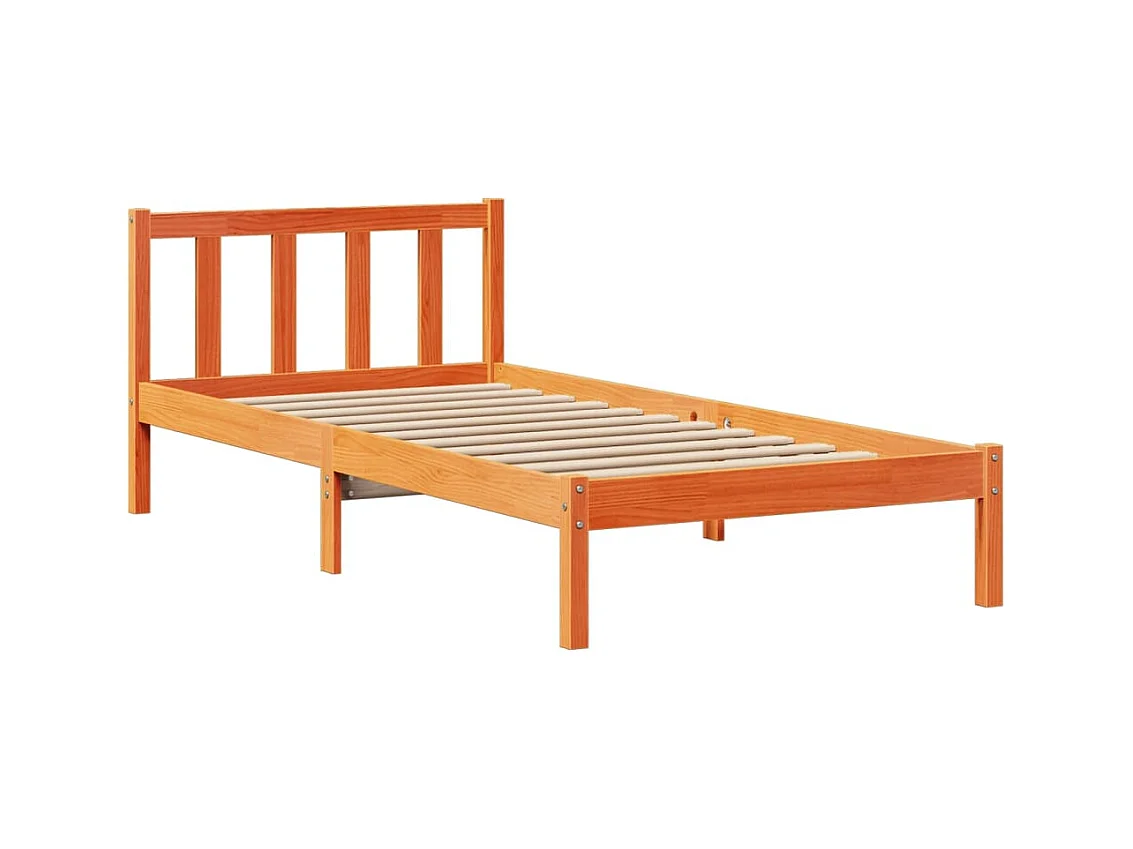 Lit bibliothèque sans matelas cire marron 100x200 cm pin massif