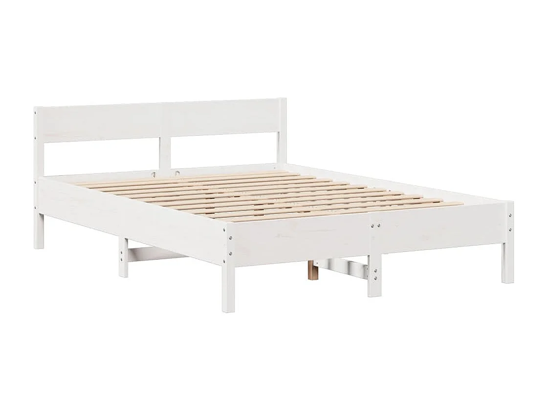 Estructura de cama sin colchón blanca 150x200 cm madera maciza de pino