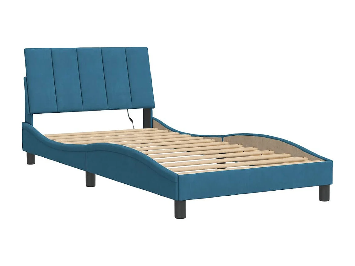 Cadre de lit avec LED sans matelas bleu 100x200 cm velours