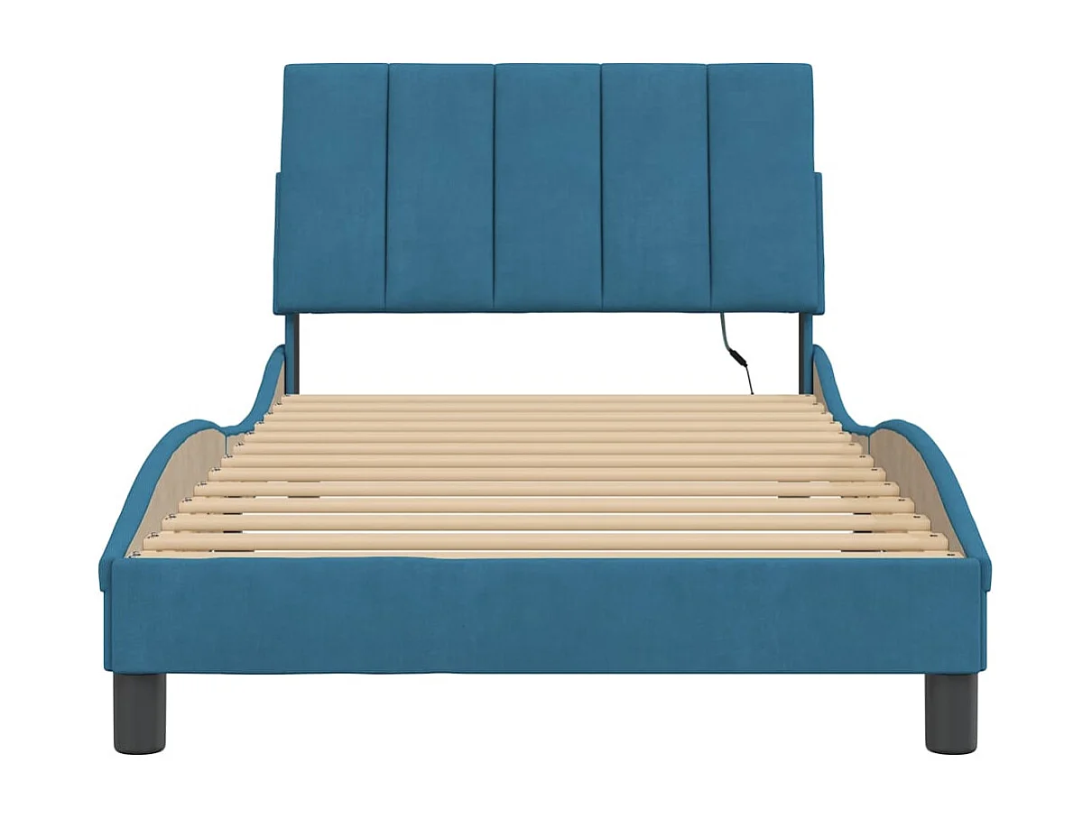 Cadre de lit avec LED sans matelas bleu 100x200 cm velours