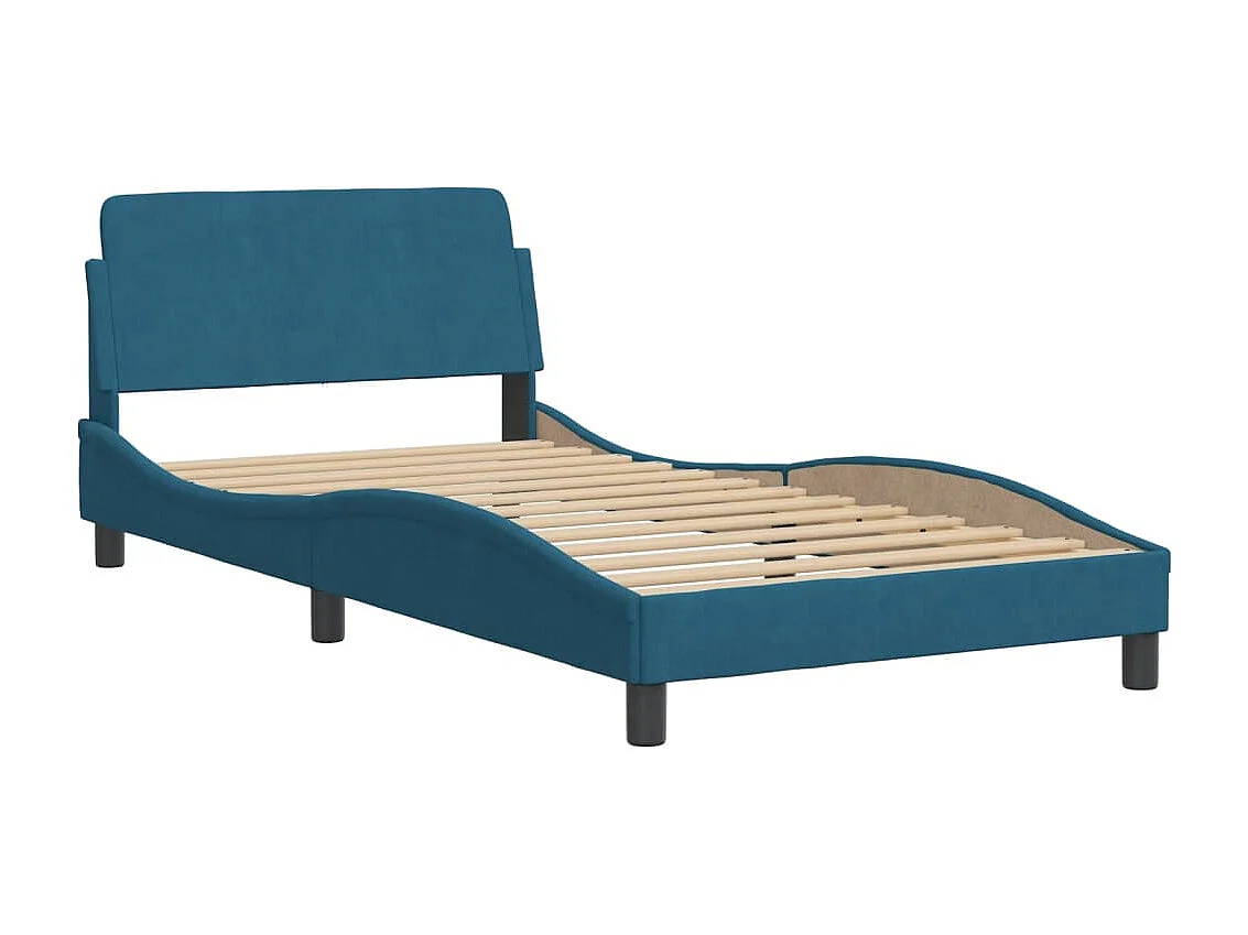 Cadre de lit avec LED sans matelas bleu 100x200 cm velours