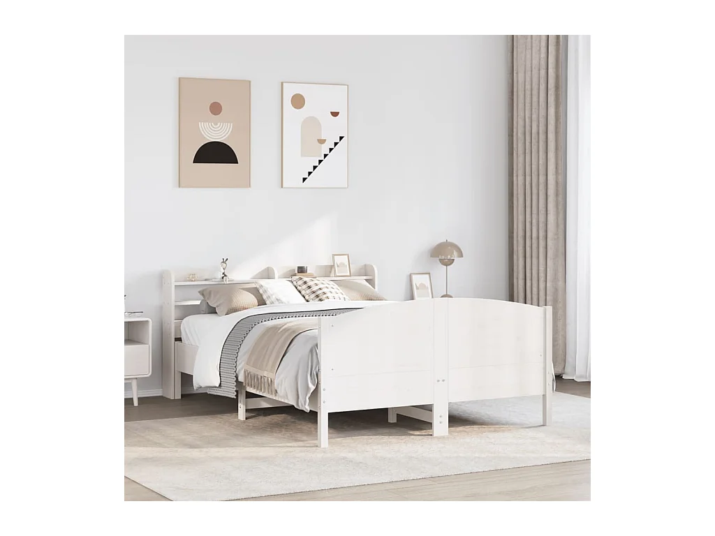 Estructura de cama sin colchón blanco 120x190 cm madera maciza de pino