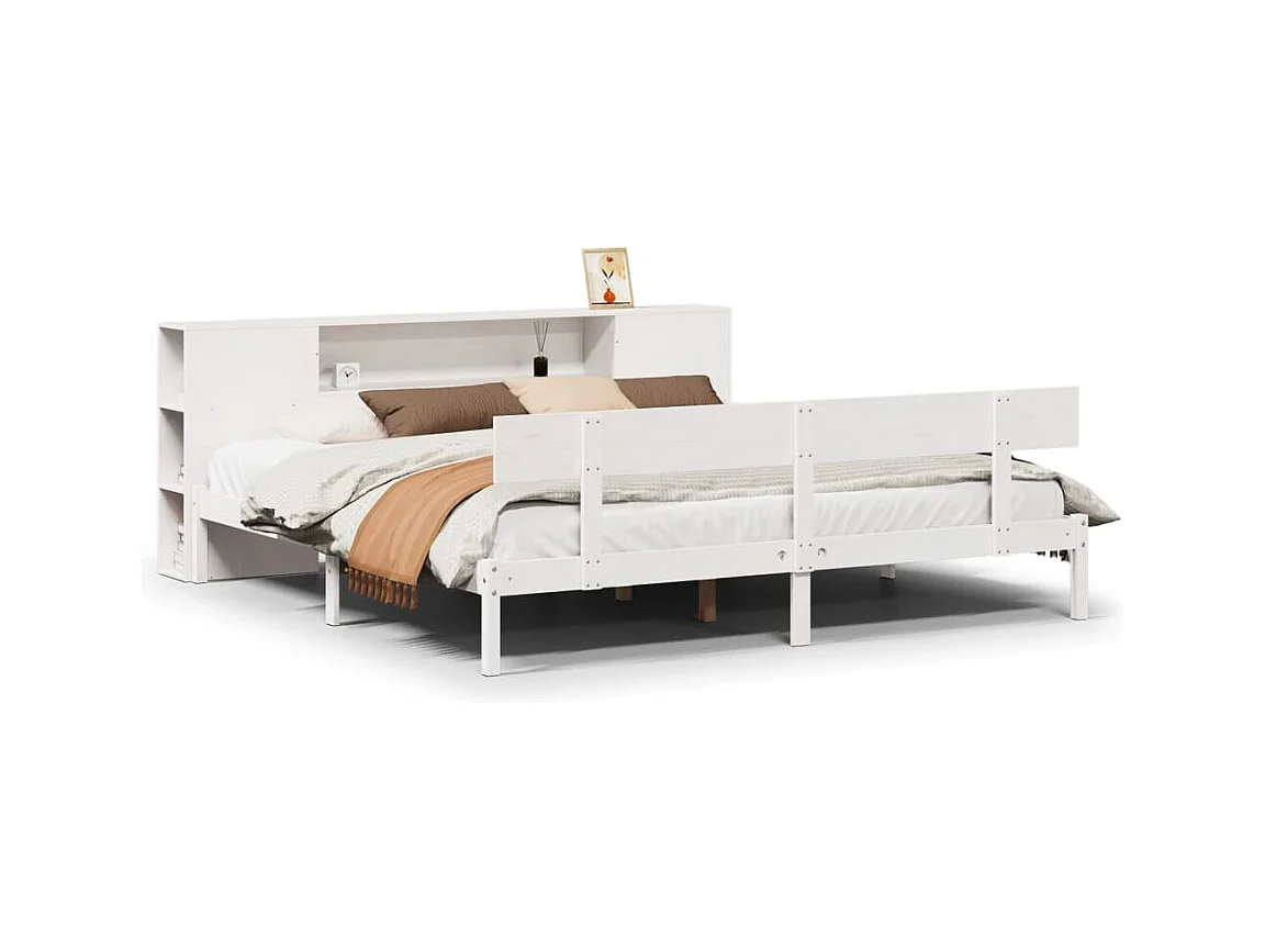 Wit boekenkastbed zonder matras 180x200 cm massief grenenhout