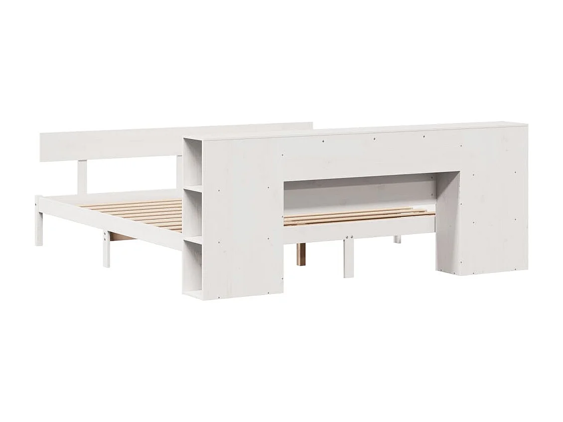 Lit bibliothèque sans matelas blanc 180x200 cm bois pin massif