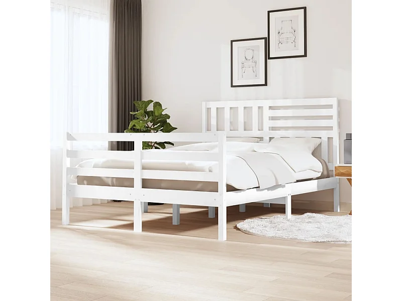 Cadre de lit sans matelas blanc 120x190 cm bois massif